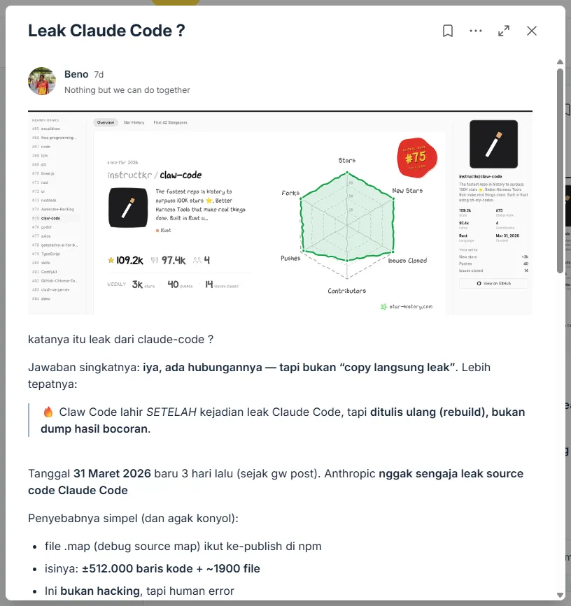 Diskusi komunitas tentang workflow AI