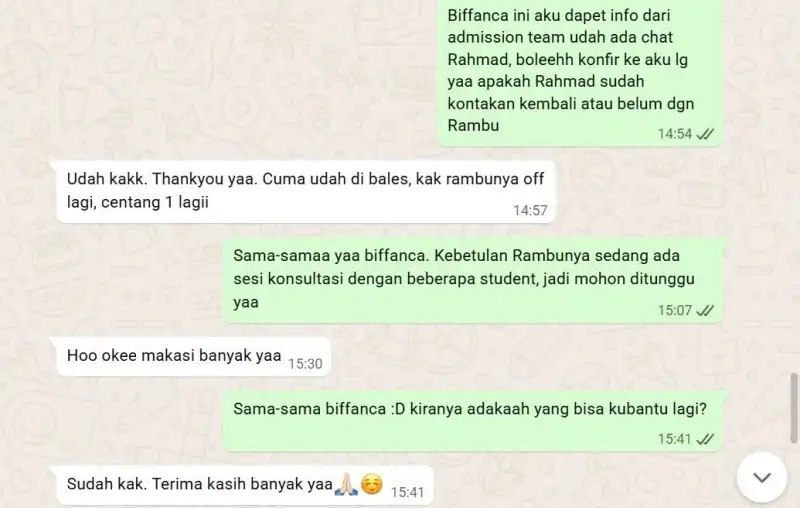 WhatsApp conversation with RevoU Alumni Helpdesk 2